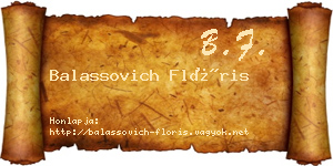 Balassovich Flóris névjegykártya